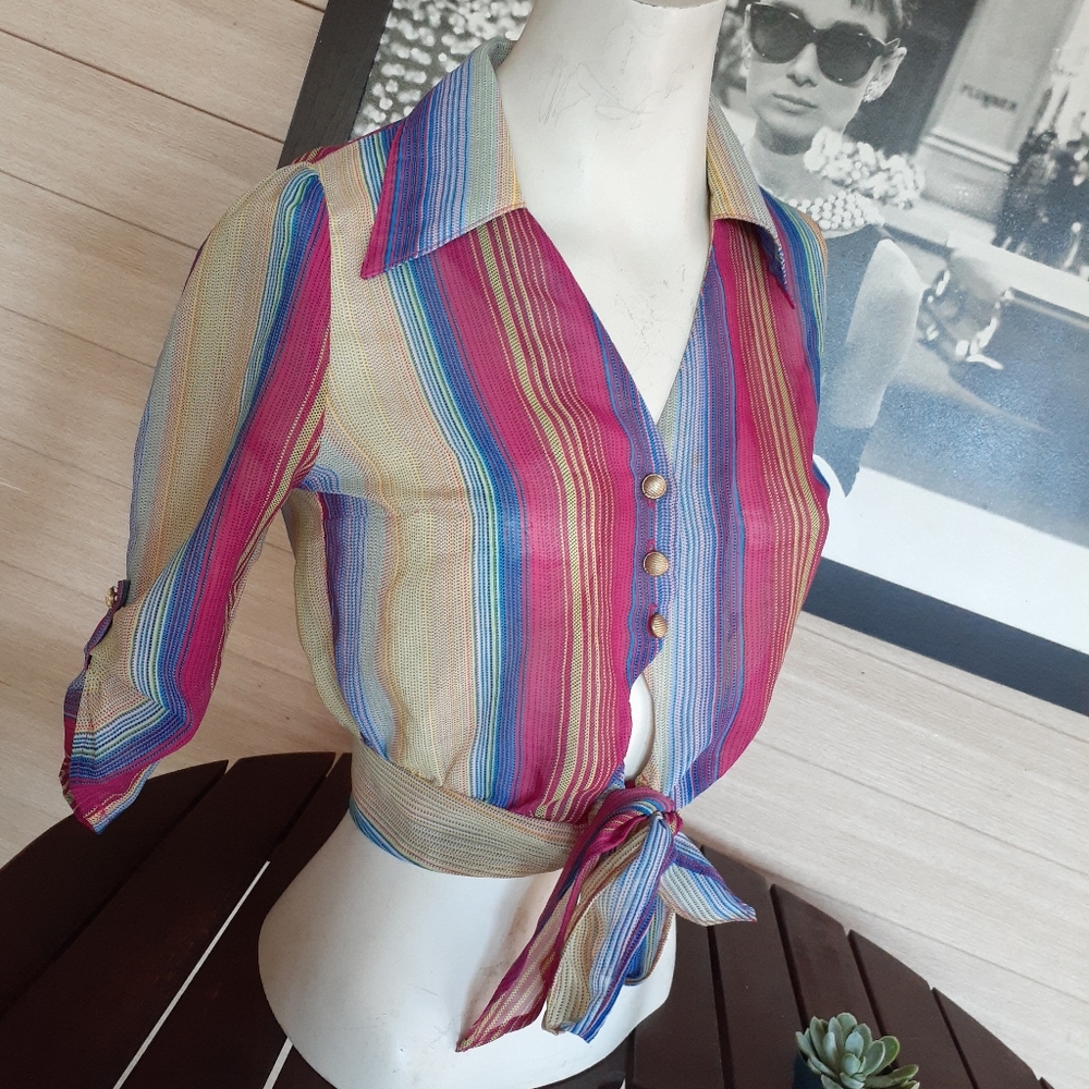 San Julian Multicolored Crop Top Size Small